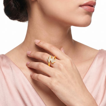 PRAO Ring Anti-Tarnish Pavé Wave Bypass (Adjustable Size)