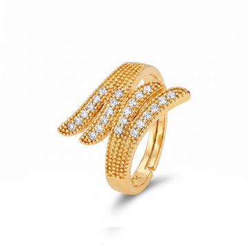 PRAO Ring Anti-Tarnish Tiered Wave Crystal (Adjustable Size)