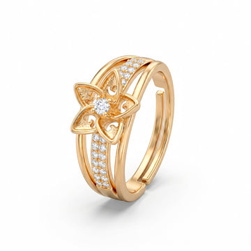 PRAO Ring Anti-Tarnish Openwork Flower Triple-Band (Adjustable Size)
