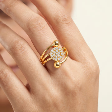 PRAO Ring Anti-Tarnish Pavé Crystal Disc (Adjustable Size)