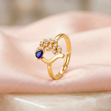 PRAO Ring Anti-Tarnish Pear-Cut Sapphire Vine (Adjustable Size)