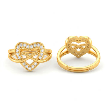 PRAO Ring Anti-Tarnish Openwork Heart Infinity (Adjustable Size)