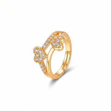 PRAO Ring Anti-Tarnish Crystal Heart Bypass (Adjustable Size)
