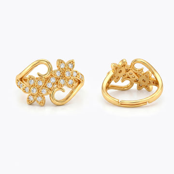 PRAO Ring Anti-Tarnish Twin Flower Bypass (Adjustable Size)
