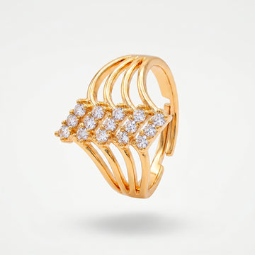 PRAO Ring Anti-Tarnish Wavy Crystal Band (Adjustable Size)