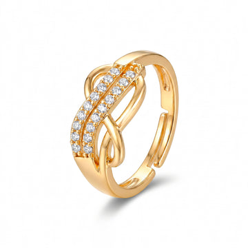 PRAO Ring Anti-Tarnish Interwoven Infinity Pavé (Adjustable Size)