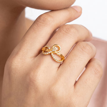 PRAO Ring Anti-Tarnish Crystal Loop Infinity (Adjustable Size)