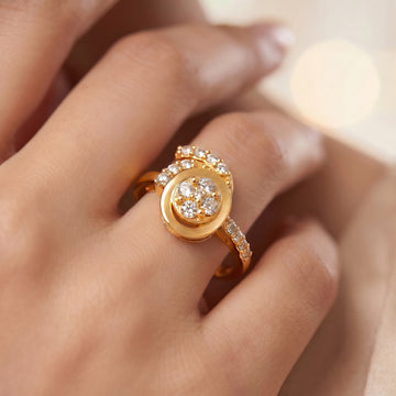 PRAO Ring Anti-Tarnish Oval Crystal Cluster (Adjustable Size)