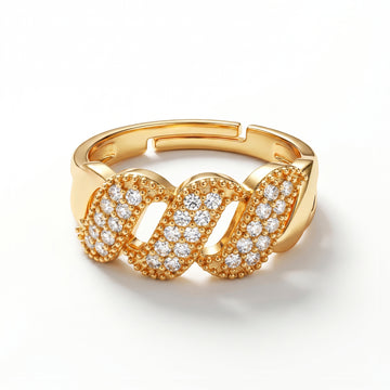 PRAO Ring Anti-Tarnish Wavy Pavé Diamond (Adjustable Size)