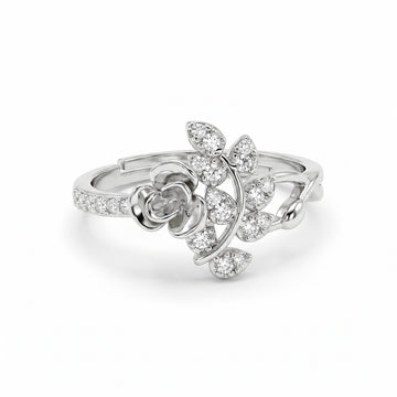 PRAO Ring Anti-Tarnish Floral Rose Crystal (Adjustable Size)