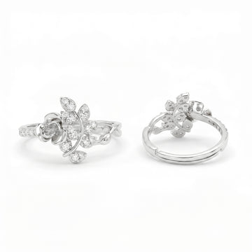PRAO Ring Anti-Tarnish Floral Rose Crystal (Adjustable Size)