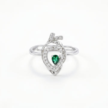 PRAO Ring Anti-Tarnish Teardrop Green Gemstone (Adjustable Size)