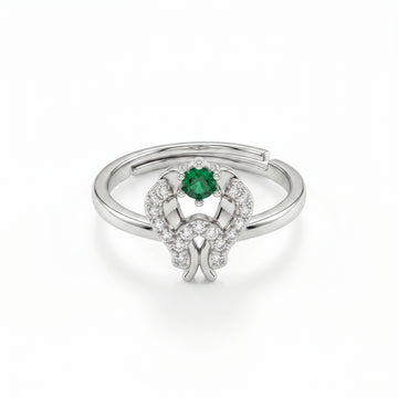 PRAO Ring Anti-Tarnish Green Stone Loop (Adjustable Size)