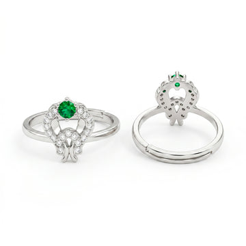 PRAO Ring Anti-Tarnish Green Stone Loop (Adjustable Size)