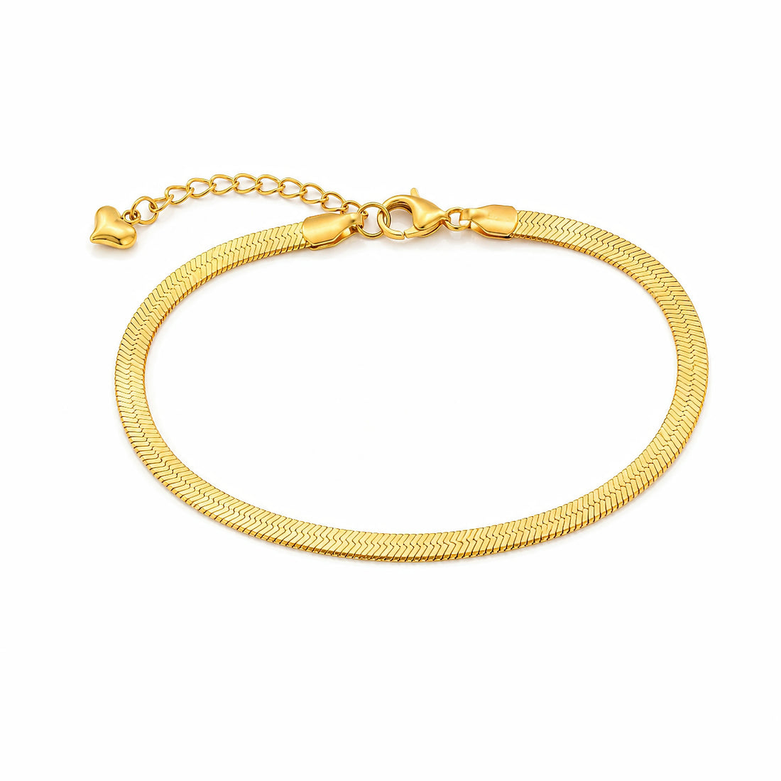 PRAO Anklet Anti-Tarnish Gold Plated Flat Snake Chain (Adjustable Size)