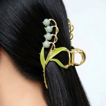 Prao Hair Claw Clip Anti-Tarnish Lily Of The Valley Floral Enamel