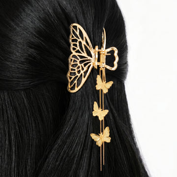 PRAO Hair Claw Clip Anti-Tarnish Butterfly Cascading Tassel