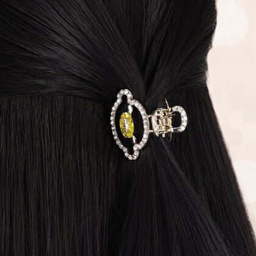 PRAO Hair Claw Clip Anti-Tarnish Yellow And White Crystal