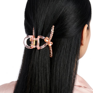 PRAO Hair Claw Clip Anti-Tarnish Peach Rhinestone