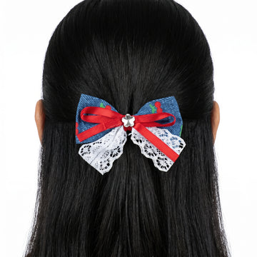 PRAO Hair Clip Denim Lace Bow