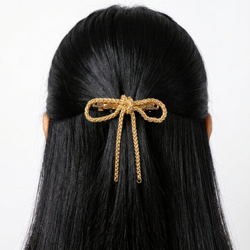 PRAO Hair Clip Anti-Tarnish Chain Bow