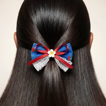 PRAO Hair Clip Anti-Tarnish Denim Plumeria
