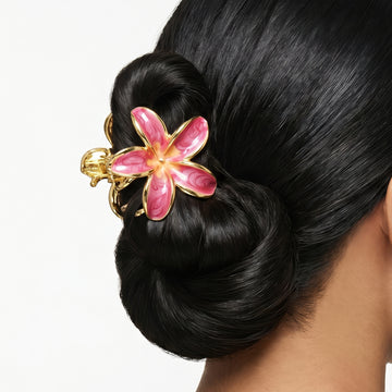 PRAO Hair Claw Clip Anti-Tarnish Purple Five Petal Enamel Flower Pin