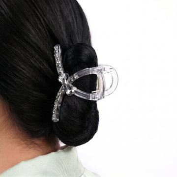 PRAO Hair Claw Clip Black Crystal Bow