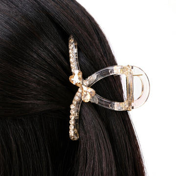 PRAO Hair Claw Clip Champagne Crystal Bow