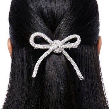 PRAO Hair Clip Anti-Tarnish White Crystal Bow Barrette