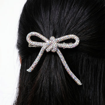 PRAO Hair Clip Anti-Tarnish Rainbow Crystal Bow Barrette