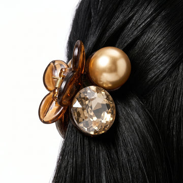 PRAO Hair Claw Clip Anti-Tarnish Cherry Champagne Pearl Smokey Crystal