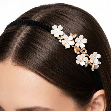 PRAO Hairband Anti-Tarnish Black Floral Crystal