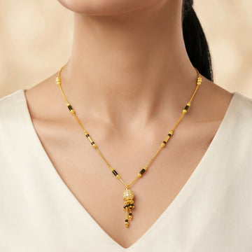 PRAO Necklace Anti-Tarnish Crystal Sphere Tassel Mangalsutra