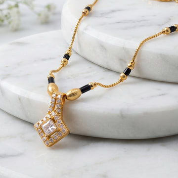 PRAO Necklace Anti-Tarnish Diamond Shape Crystal Mangalsutra