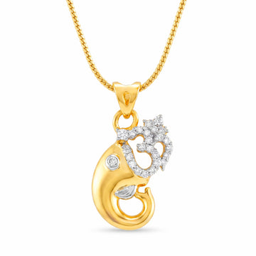 PRAO Necklace Anti-Tarnish Diamond-Studded Ganesha Pendant With Om Design