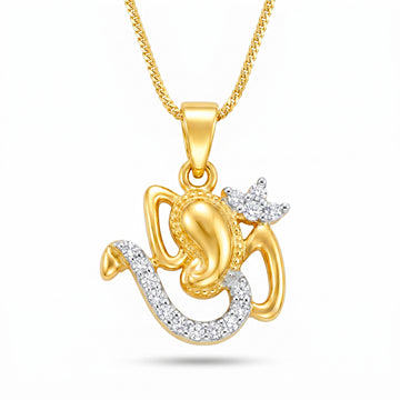 PRAO Necklace Anti-Tarnish Ganesha Pendant With Sparkling White Stones