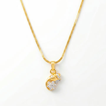 PRAO Necklace Anti-Tarnish Ganesha Pendant On Delicate Chain With Sparkling Stones