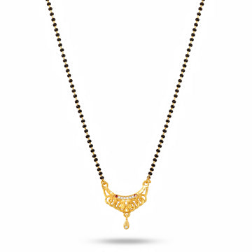 PRAO Necklace Anti-Tarnish Traditional Mangalsutra With Crescent Pendant And Black Beads
