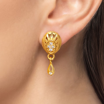 PRAO Earrings Anti-Tarnish Teardrop With Stones And Filigree Details