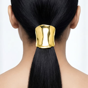 PRAO Hair Tie  Anti-Tarnish Hammered Metal  With Elastic Tie