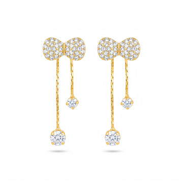 PRAO Earrings Anti-Tarnish Drop With Crystal Bows And Rhinestone Dangles
