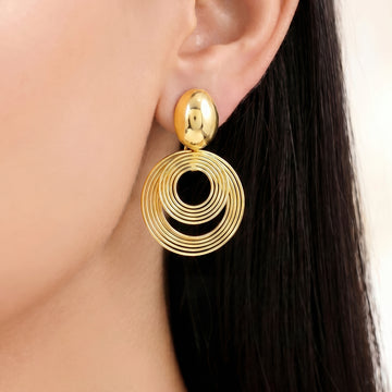 PRAO Earrings Anti-Tarnish Dangles With Multi-Layered Spiral Design