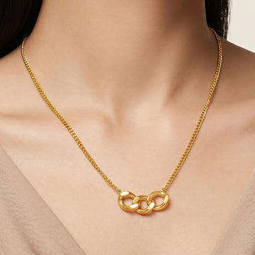 PRAO Necklace Anti-Tarnish Curb Chain Minimalist Pendant