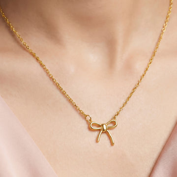 PRAO Necklace Anti-Tarnish Bow Pendant