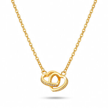 PRAO Necklace Anti-Tarnish  Interlocking Heart Pendants