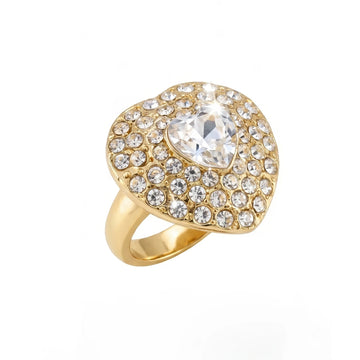 PRAO Ring Anti-Tarnish Heart-Shaped Crystal With Rhinestones (Adjustable Size)