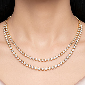 PRAO Necklace Anti-Tarnish Gold Plated American Diamonds Set