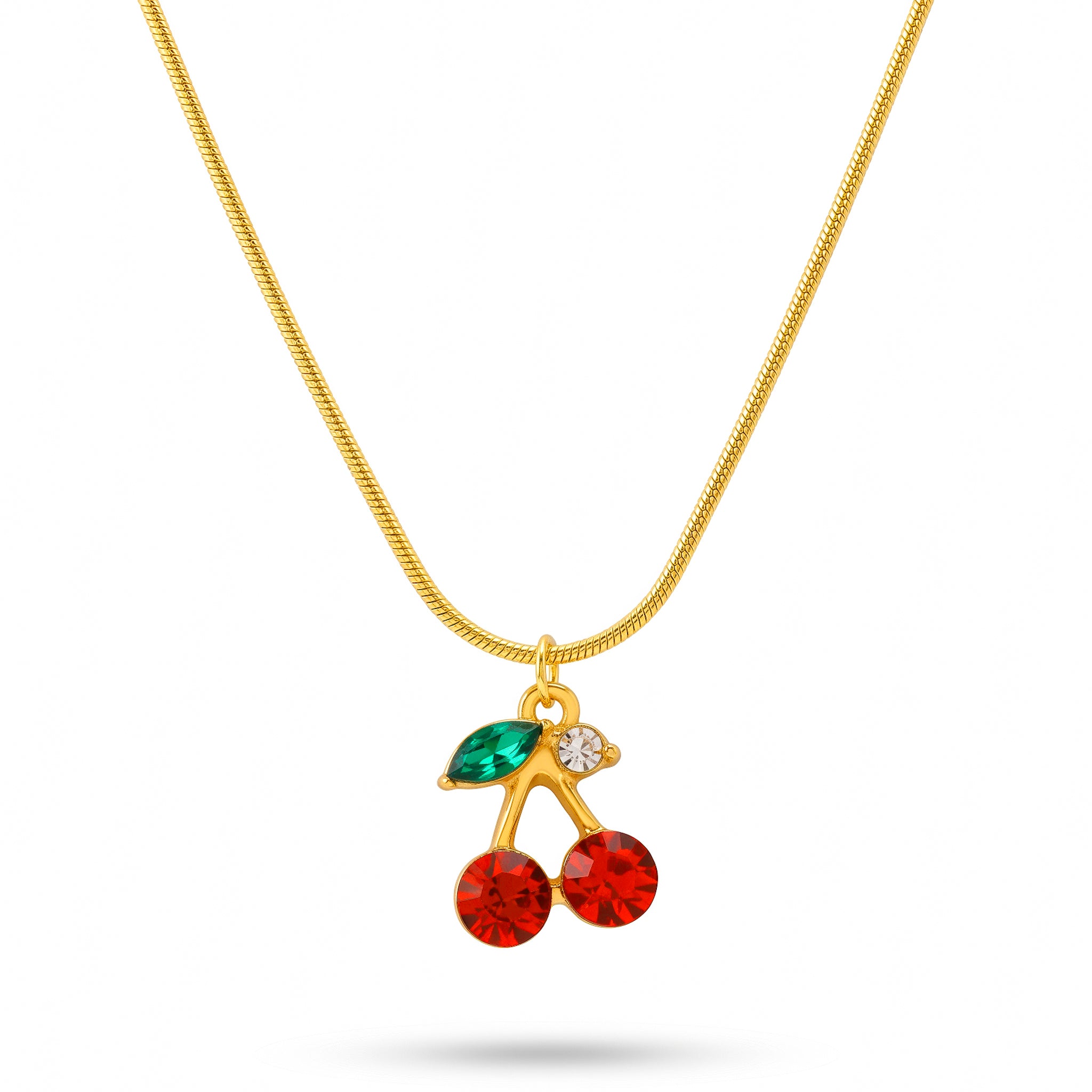 PRAO Necklace Anti-Tarnish Crystal Cherry Pendant