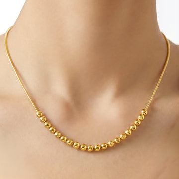 PRAO Necklace Anti-Tarnish Ball Snake Chain